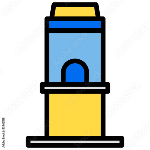 Ticket booth blue outline icon