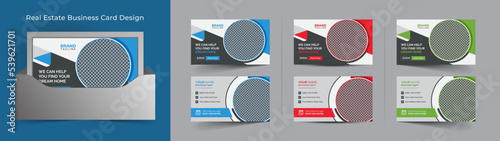 Real estate business template design, Real Estate Agent and Construction Business Postcard Template Design With Unique Shapes