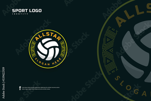 Volleyball club logo, Volleyball tournament emblems template. Sport team badge vector design