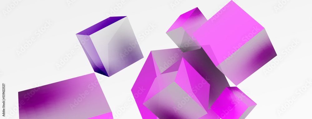 3d cubes vector abstract background. Composition of 3d square shaped basic geometric elements. Trendy techno business template for wallpaper, banner, background or landing 3d cubes vector abstract background. Composition of 3d square shaped basic geometric elements. Trendy techno business template for wallpaper, banner, background or landing