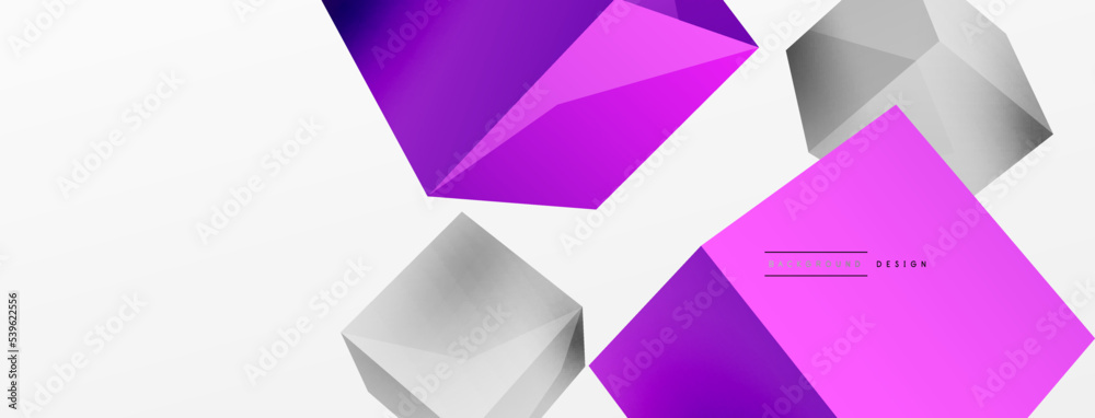 3d cubes vector abstract background. Composition of 3d square shaped basic geometric elements. Trendy techno business template for wallpaper, banner, background or landing 3d cubes vector abstract background. Composition of 3d square shaped basic geometric elements. Trendy techno business template for wallpaper, banner, background or landing