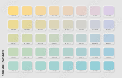 Set of Gradient palette example. Color trend for fashion designers, fashion business, garments, cloths and color companies. Color swatches in RGB HEX.