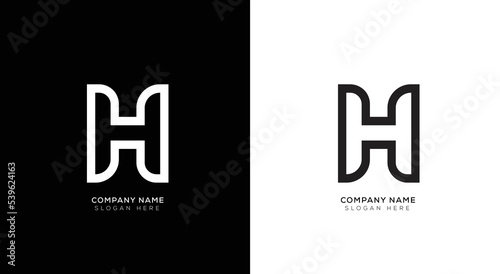 Minimal letter h logo with black and white
