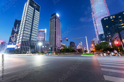 Photography the light trails on the modern building background in shanghai china