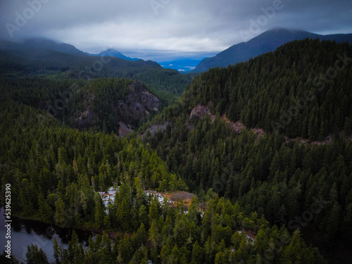 An aerial shot of the Mountains in Salt creek falls 