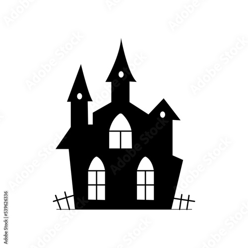 Drawing of Halloween witch house vector isolated on white background. scary Halloween house. 