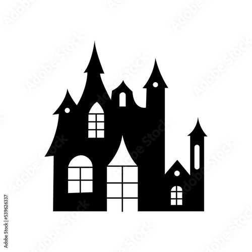 Hand-drawn sketch of a house. Halloween witch house vector. Halloween scary house. 