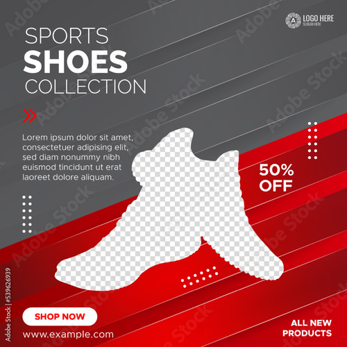 Sports Shoes Social Media Post or Fashion Sale Banner Template Design