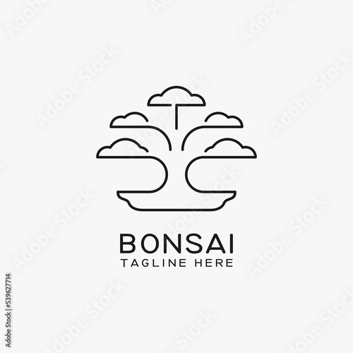 Bonsai line art logo design