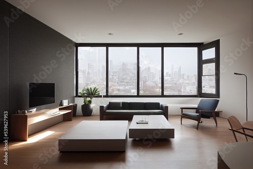 Image of modern living room with workplace and modern furniture in the house © 2rogan