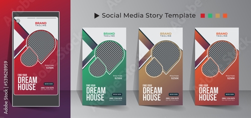 Real estate home apartment social media story template design, Real estate house property social media stories, and post template design