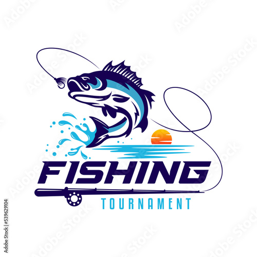 Fishing logo design template illustration. Sport fishing Logo photo