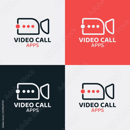 Video chat app logo with line style.