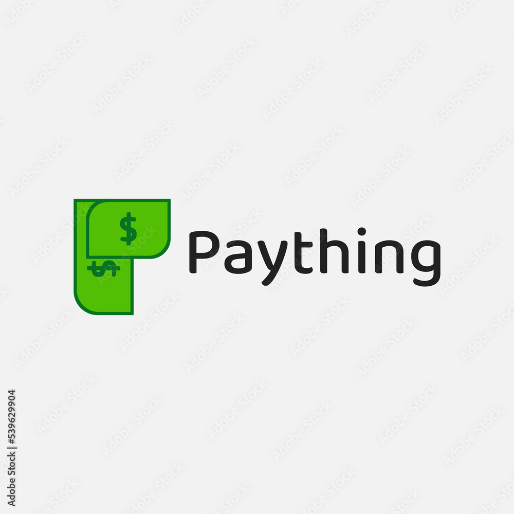 Payment application logo in the form of money and the letter P. - obrazy, fototapety, plakaty 