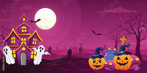 Halloween spooky cartoon illustration vector