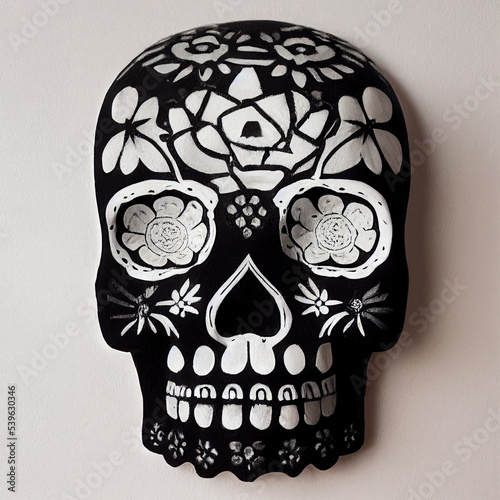 Calavera decorada con flores temática día de muertos México photo