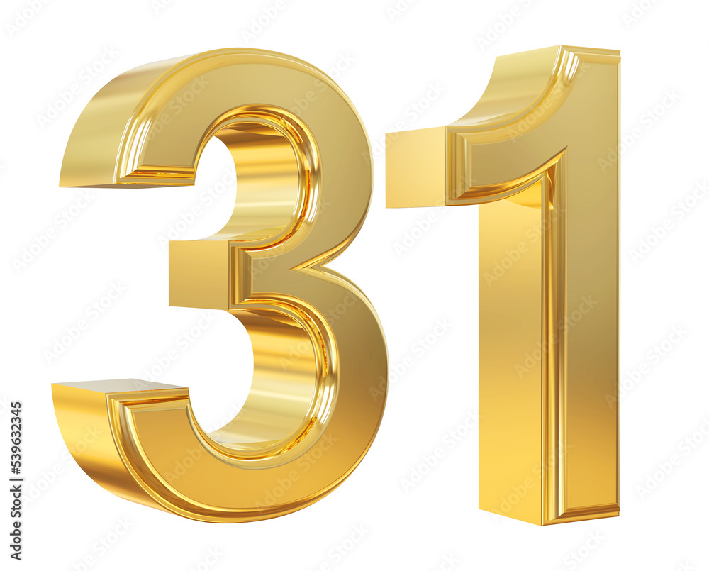 Obraz premium 3d number 31 gold