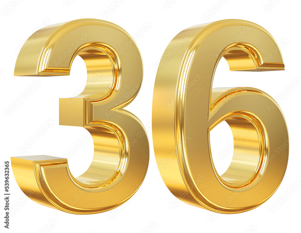 3d number 36 gold