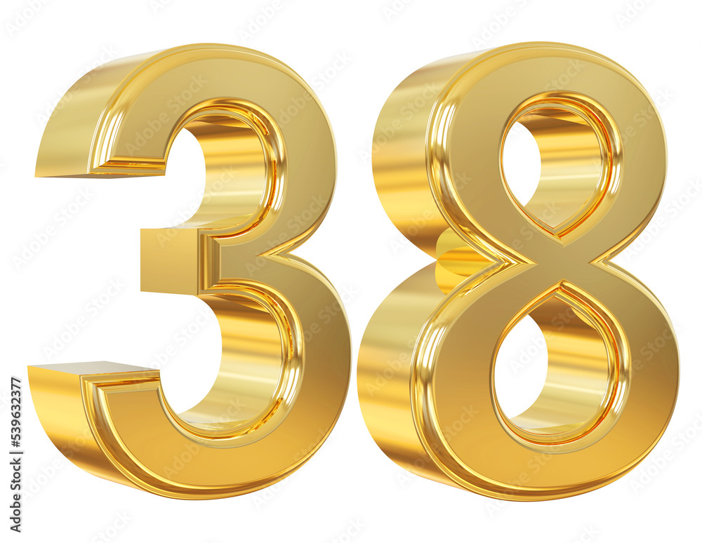 Obraz premium 3d number 38 gold