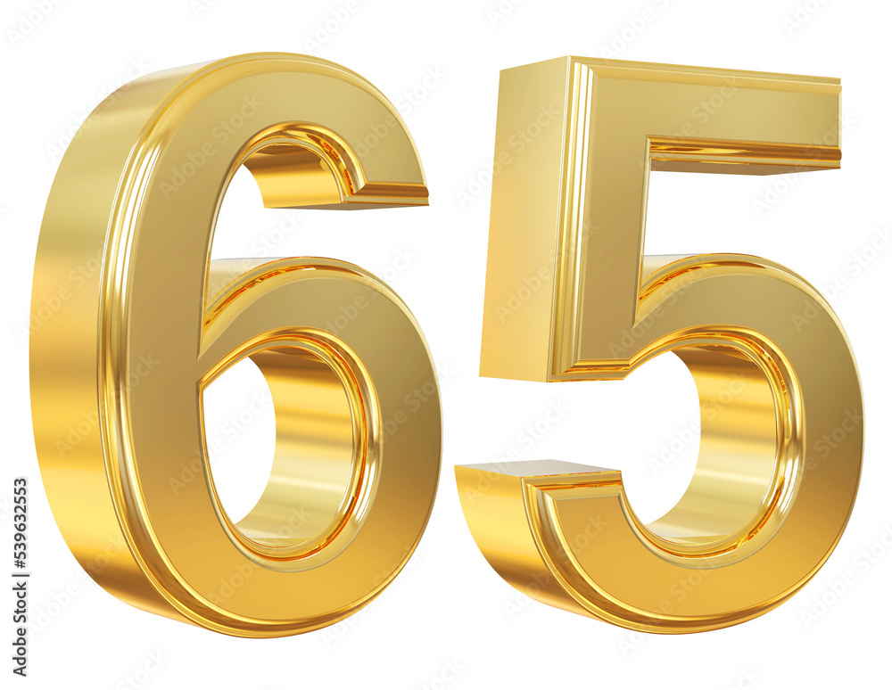 3d number 65 gold 3d number 65 gold