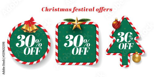 Christmas Festive offer units with candy cane border and baubles.
