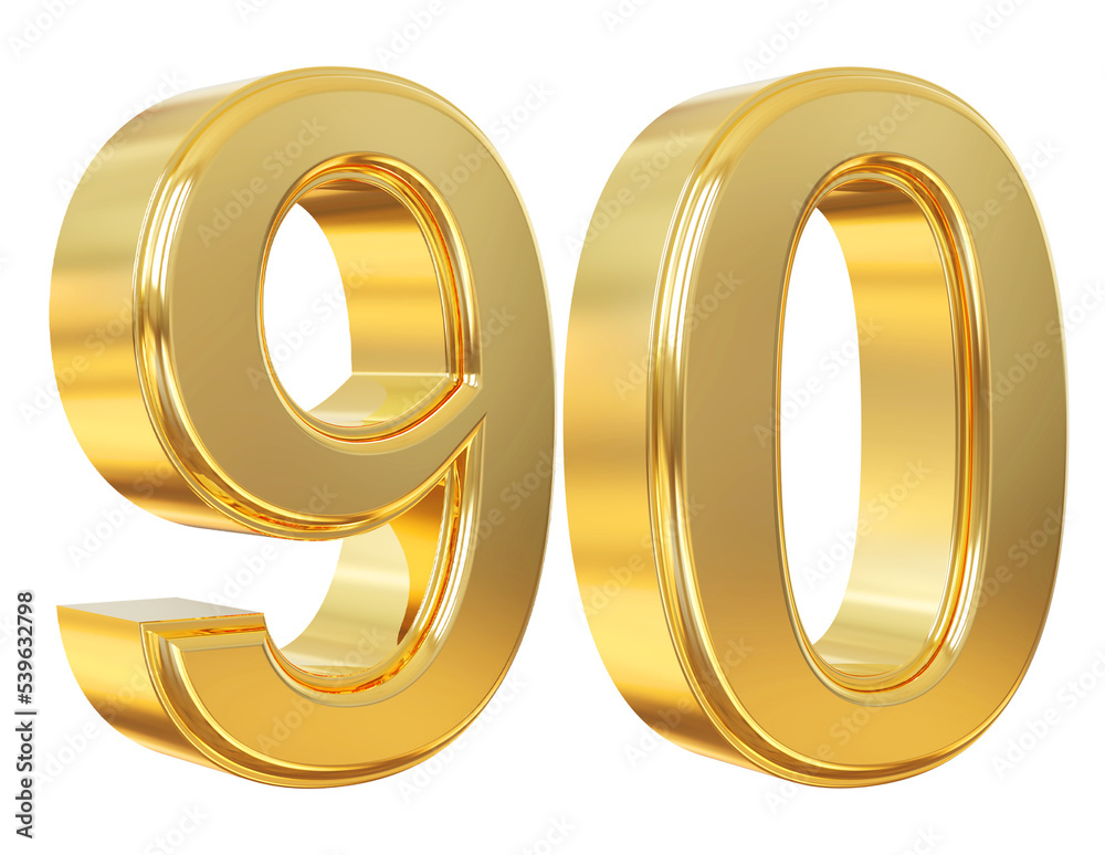 3d number 90 gold