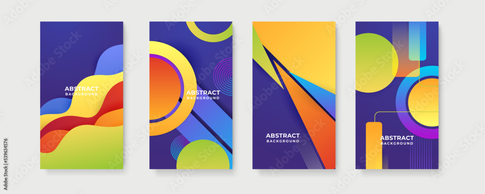Colourful background for story social media template. Vector set of abstract creative backgrounds in minimal trendy style with copy space for text - design templates for social media stories