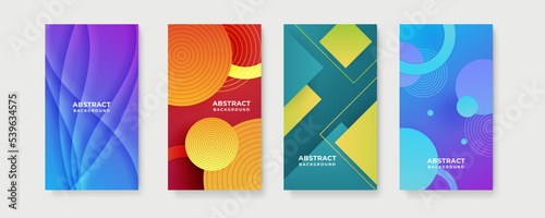 Colourful background for story social media template. Vector set of abstract creative backgrounds in minimal trendy style with copy space for text - design templates for social media stories