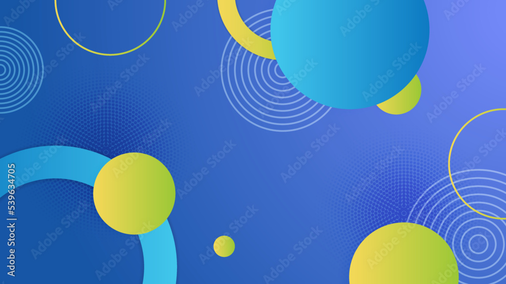 Blue and yellow abstract minimal background with circle. Trendy gradient circle pattern background texture. Minimal color gradient banner template. for poster, certificate, presentation, landing page