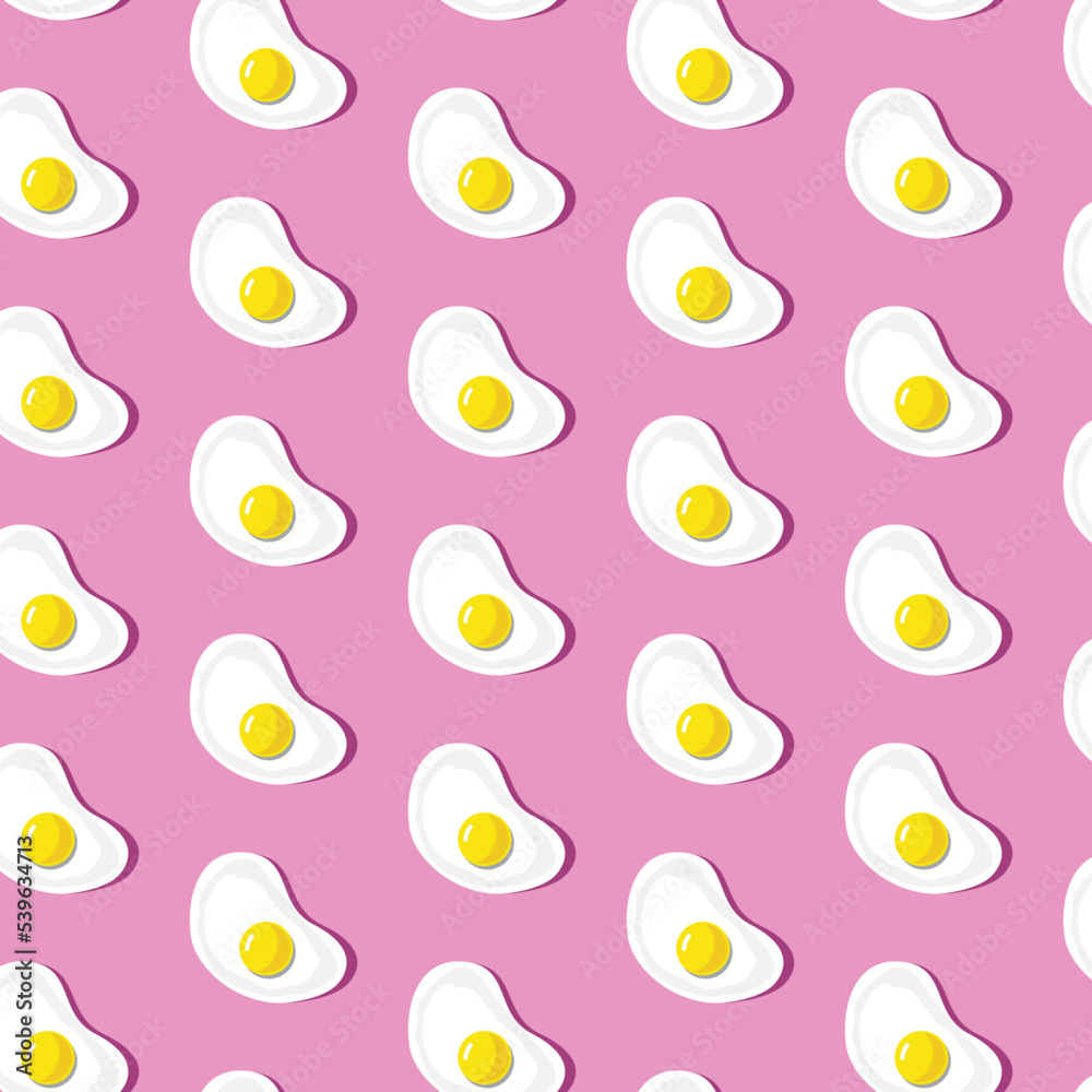 Seamless pattern scrambled eggs on a pink background. Appetizing vector illustration of repeating scrambled eggs. Simple illustrations of scrambled eggs for packaging design, postcards. Seamless pattern scrambled eggs on a pink background. Appetizing vector illustration of repeating scrambled eggs. Simple illustrations of scrambled eggs for packaging design, postcards.