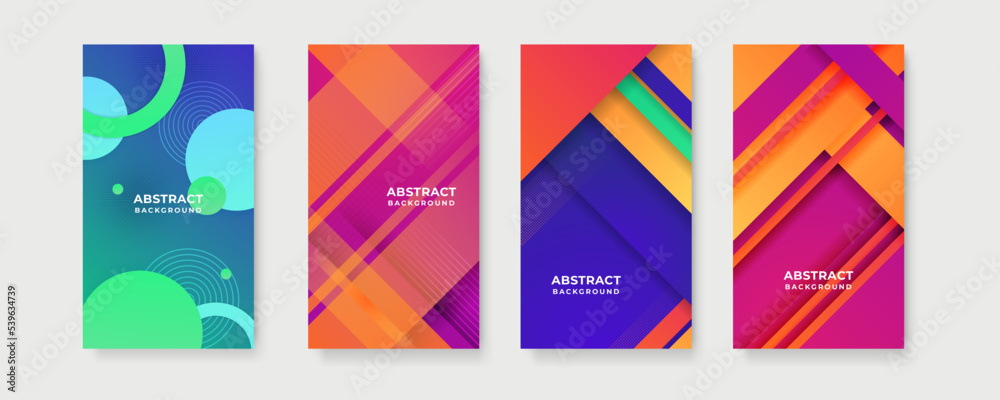 Colourful abstract background. Vector set of abstract creative backgrounds in minimal trendy style with copy space for text - design templates for social media stories