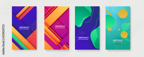 Colourful abstract background. Vector set of abstract creative backgrounds in minimal trendy style with copy space for text - design templates for social media stories © SyahCreation