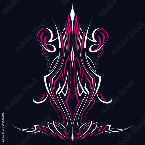 Floral art illustration. Pinstriping art motorcycle and car pinstripe vintage hand drawn. Modern tribal illustration. For vinyl sticker, painting template, tattoo, apparel, merchandise. Vector Eps 10.