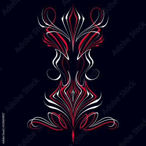Floral art illustration. Pinstriping art motorcycle and car pinstripe vintage hand drawn. Modern tribal illustration. For vinyl sticker, painting template, tattoo, apparel, merchandise. Vector Eps 10.