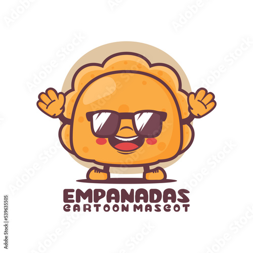 Empanadas cartoon mascot. food vector illustration