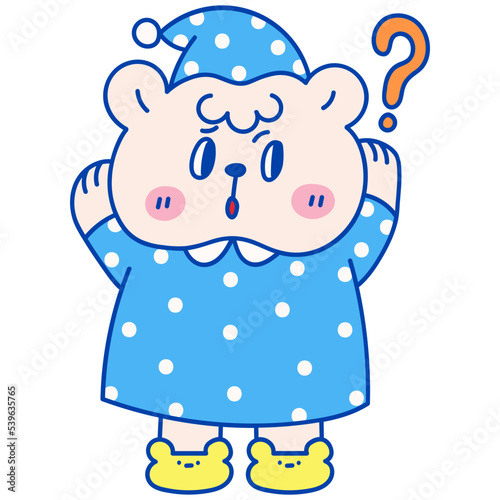 Confused Cute bear hand drawn illustration in cartoon design