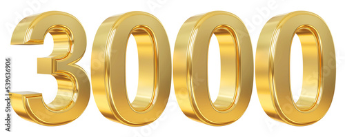 3000 follower number 3d gold