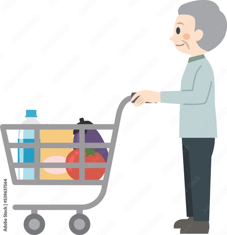 買い物する高齢者 買い物する高齢者