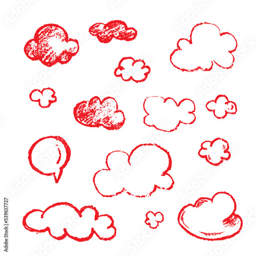 빨간 색연필 손그림 편집 소스 - 1. 구름