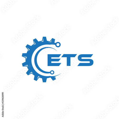 ETS letter technology logo design on white background. ETS creative initials letter IT logo concept. ETS setting shape design. 