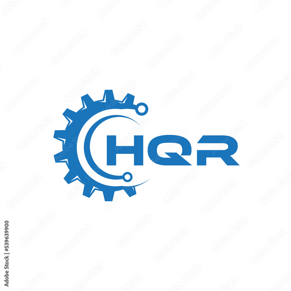 HQR letter technology logo design on white background. HQR creative initials letter IT logo concept. HQR setting shape design.
