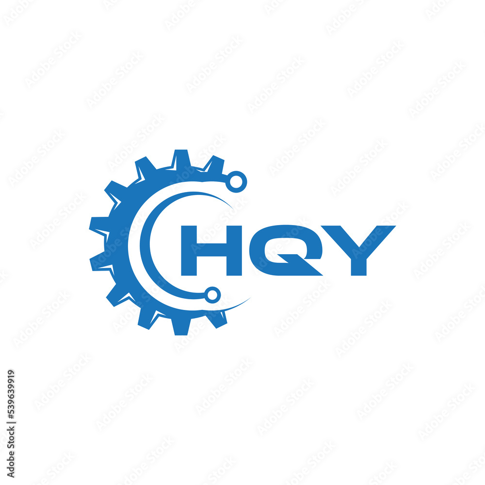 Obraz premium HQY letter technology logo design on white background. HQY creative initials letter IT logo concept. HQY setting shape design. 