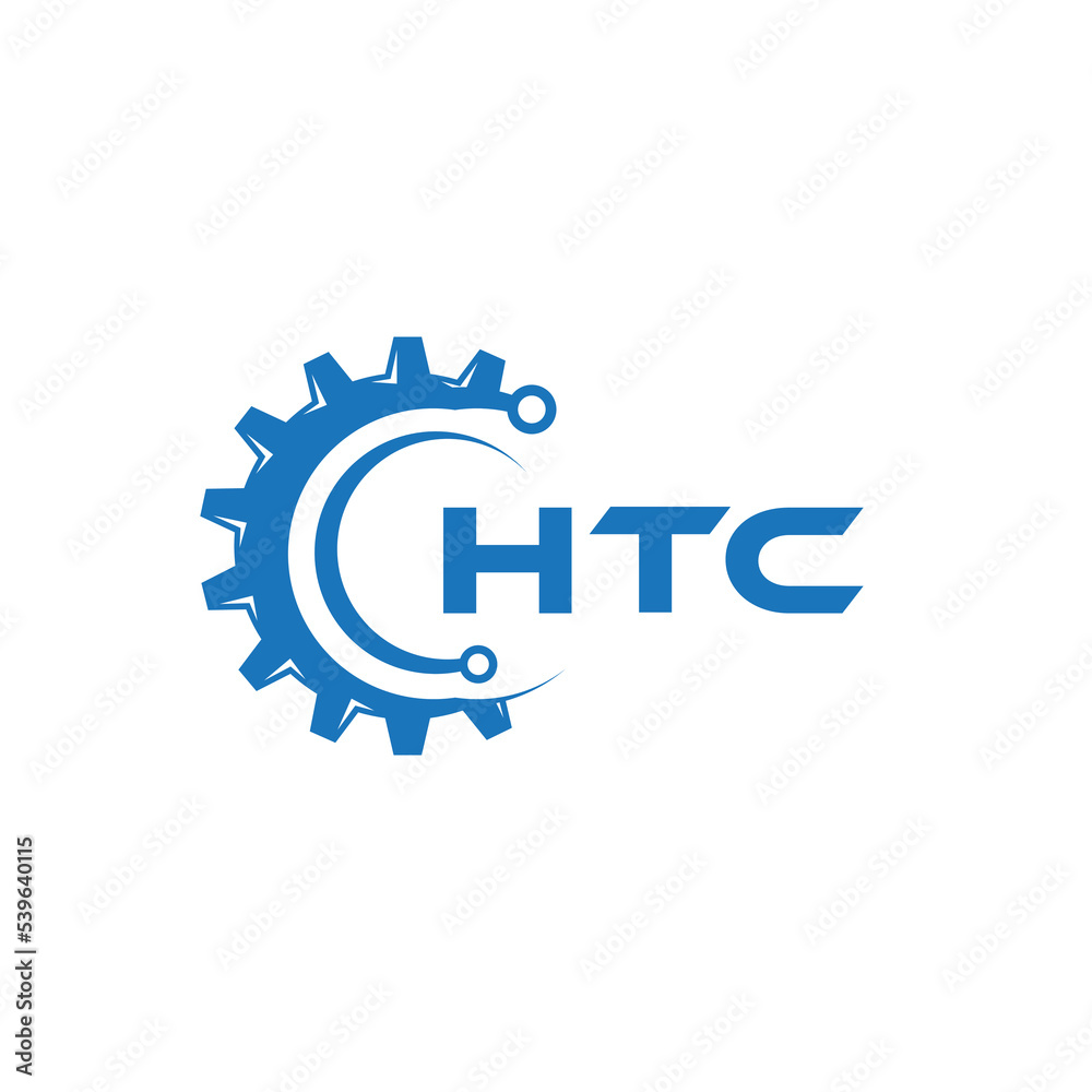Fototapeta premium HTC letter technology logo design on white background. HTC creative initials letter IT logo concept. HTC setting shape design. 