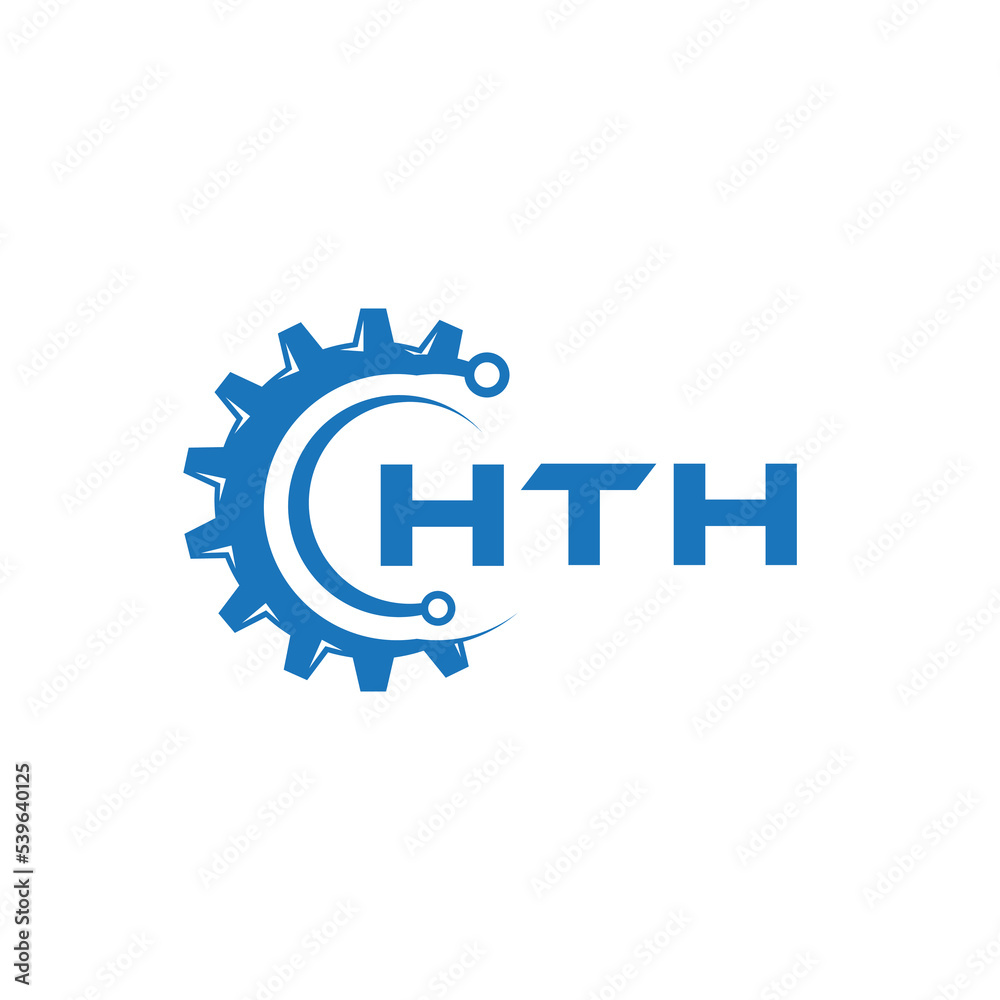 Obraz premium HTH letter technology logo design on white background. HTH creative initials letter IT logo concept. HTH setting shape design. 