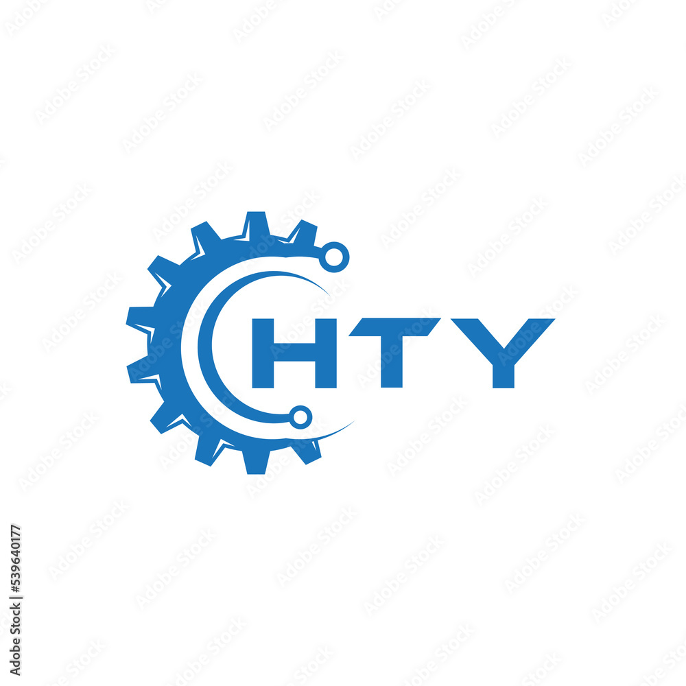 Obraz premium HTY letter technology logo design on white background. HTY creative initials letter IT logo concept. HTY setting shape design. 
