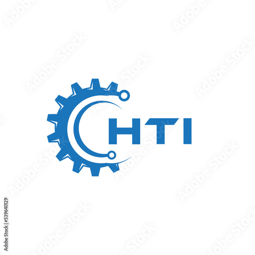 HTI letter technology logo design on white background. HTI creative initials letter IT logo concept. HTI setting shape design.
 photo