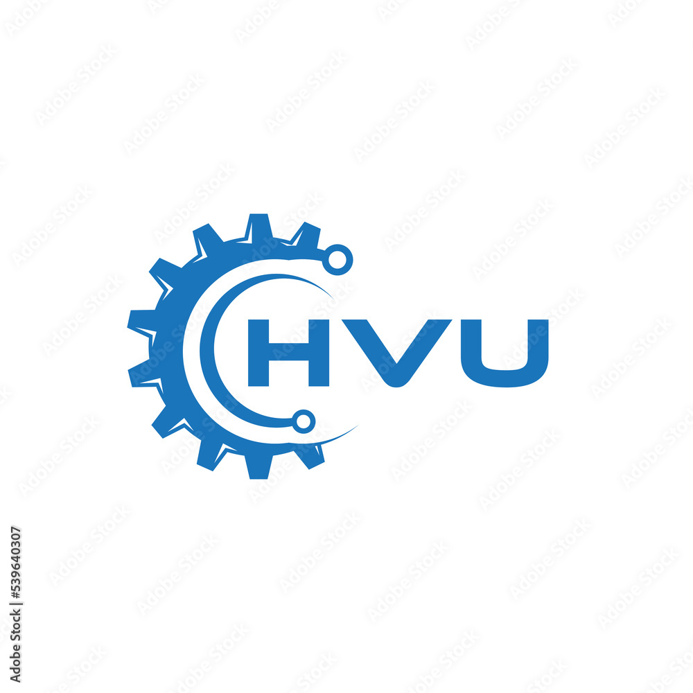 HVU letter technology logo design on white background. HVU creative initials letter IT logo concept. HVU setting shape design.
