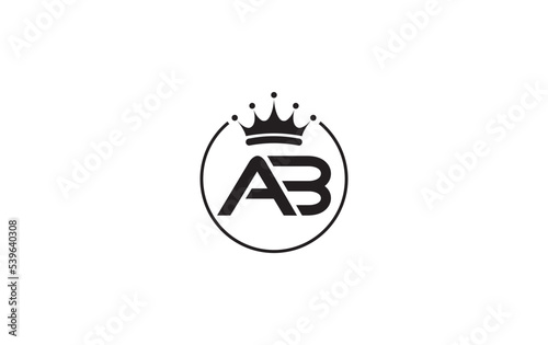 Royal vintage jewel crown vector and golden crown logo and symbol design with the letter and alphabets. Crown letter and alphabets vector logo designing king crown letter AB photo