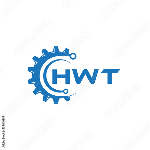 HWT letter technology logo design on white background. HWT creative initials letter IT logo concept. HWT setting shape design.
 photo