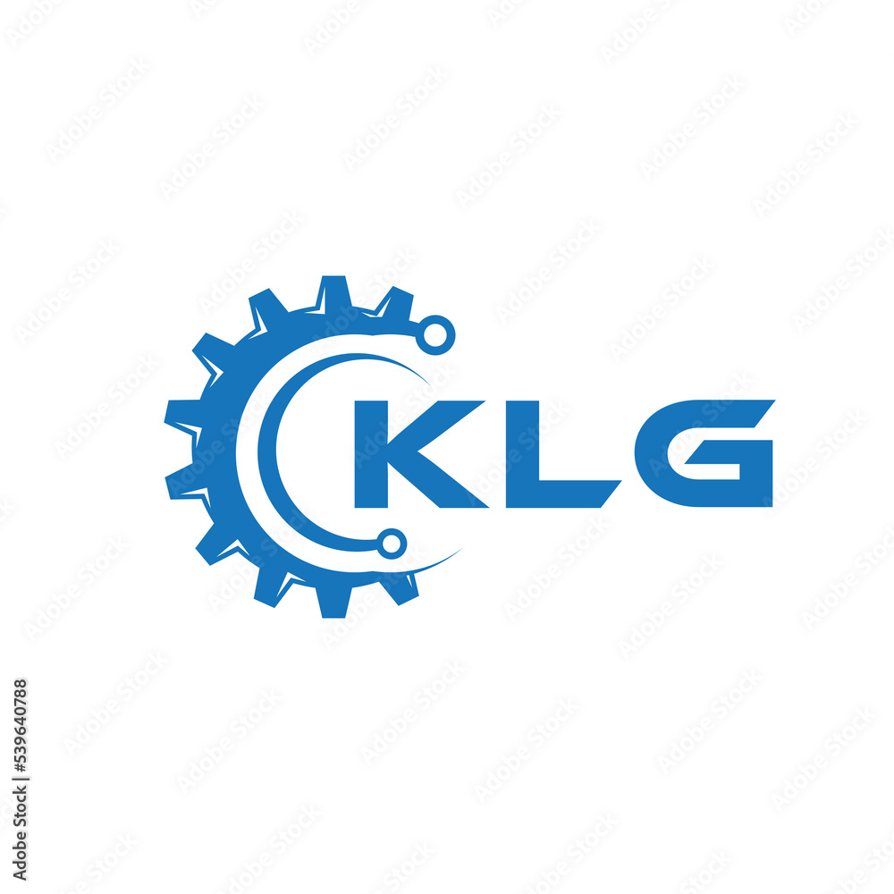 Obraz premium KLG letter technology logo design on white background. KLG creative initials letter IT logo concept. KLG setting shape design. 